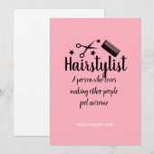 Roze Haarstylist Quote Grappige Kapper Sterren Feestdagenkaart (Voorkant / Achterkant)
