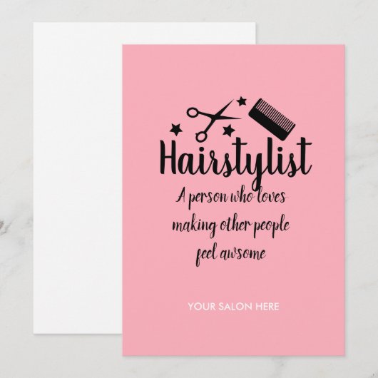 Roze Haarstylist Quote Grappige Kapper Sterren Feestdagenkaart (Voorkant / Achterkant)
