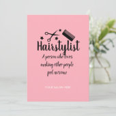 Roze Haarstylist Quote Grappige Kapper Sterren Feestdagenkaart (Staand voorkant)