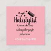 Roze Haarstylist Quote Grappige Kapper Sterren Informatiekaartje (Voorkant)
