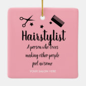 Roze Haarstylist Quote Grappige Kapper Sterren Keramisch Ornament (Achterkant)
