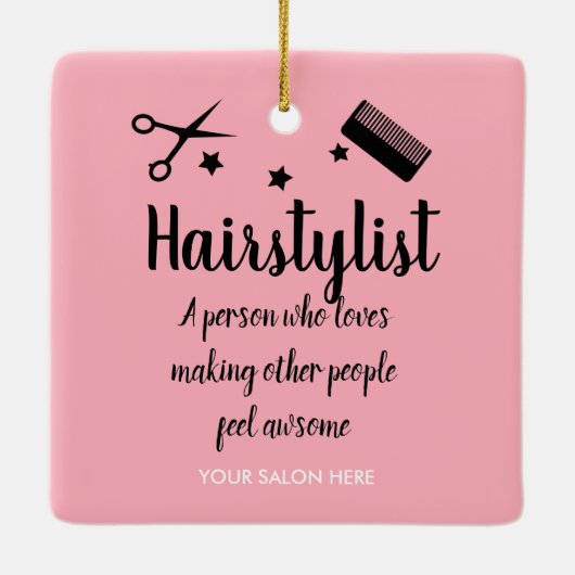 Roze Haarstylist Quote Grappige Kapper Sterren Keramisch Ornament (Achterkant)