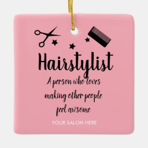 Roze Haarstylist Quote Grappige Kapper Sterren Keramisch Ornament