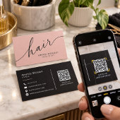 Roze Haarstylist Script QR Code Visitekaartje