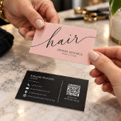 Roze Haarstylist Script QR Code Visitekaartje