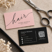 Roze Haarstylist Script QR Code Visitekaartje