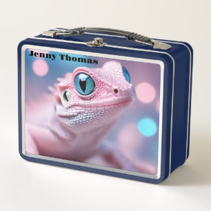 Roze hagedis met blauwe ogen