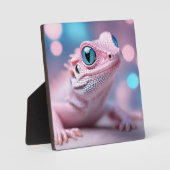 Roze hagedis met blauwe ogen fotoplaat (Voorkant)