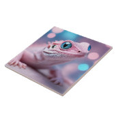 Roze hagedis met blauwe ogen tegeltje (Zijkant)