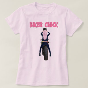 Roze hair Biker Chick Motorcycle T-Shirt