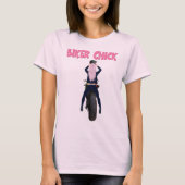 Roze hair Biker Chick Motorcycle T-Shirt (Voorkant)