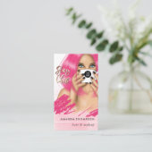 Roze hair Coffee Woman Visitekaartje (Staand voorkant)