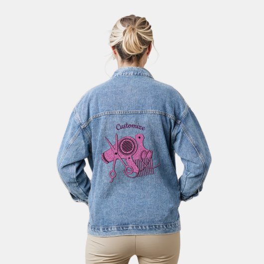 Roze Hair Stylist Logo Denim Jacket (Model)