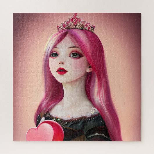 Roze Haired Princess met Tiara Legpuzzel (Verticaal)