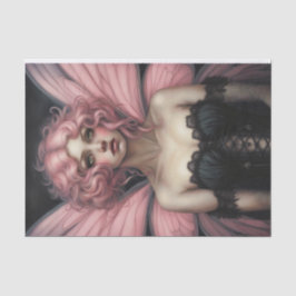 Roze Haired Spring Gothic Fairy Decoupage Tissuepapier