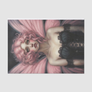 Roze Haired Spring Gothic Fairy Decoupage Tissuepapier