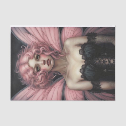 Roze Haired Spring Gothic Fairy Decoupage Tissuepapier (Voorkant)