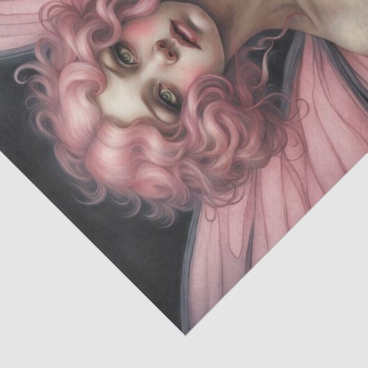 Roze Haired Spring Gothic Fairy Decoupage Tissuepapier (Detail)