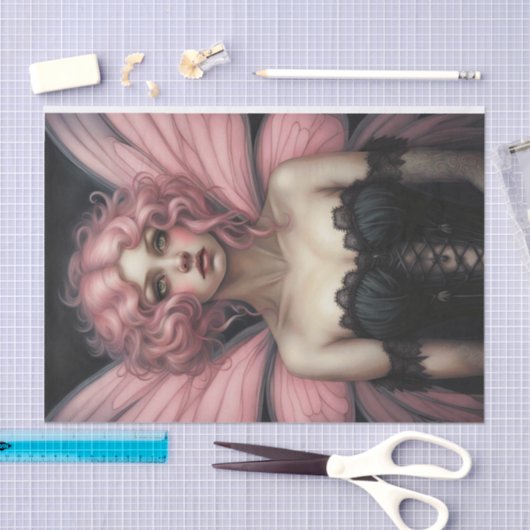 Roze Haired Spring Gothic Fairy Decoupage Tissuepapier (Craft)