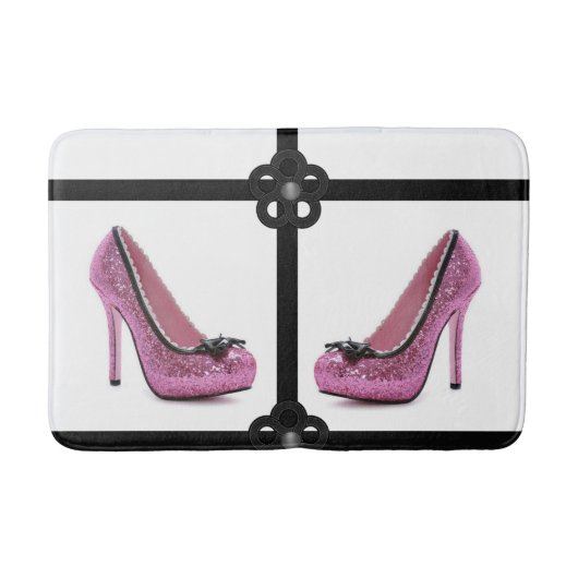 roze hak schoenen badkamer badmat (Voorkant)