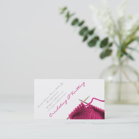 Roze Haken & Breien Visitekaartje (Staand voorkant)