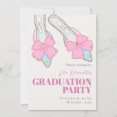 Roze hakken met lint afstuderen kaart (Voorkant)