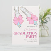 Roze hakken met lint afstuderen kaart (Staand voorkant)