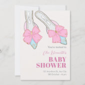 Roze hakken met lint baby shower kaart (Voorkant)