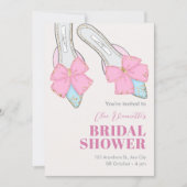 Roze hakken met lint vrijgezellenfeest kaart (Voorkant)