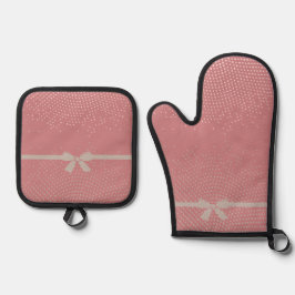 Roze Half-tone  Ovenwant & Pannenlap Set