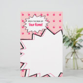 Roze Halftone Pop Art Stationery Briefpapier (Staand voorkant)