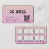 Roze Halftonen QR Code Beloning Visitekaartje (Voorkant / Achterkant)
