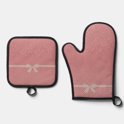 Roze Halftoon Ovenwant & Pannenlap Set (Voorkant)