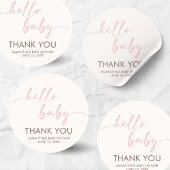 Roze Hallo Baby Shower Ronde Sticker