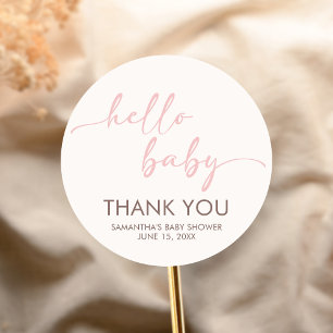 Roze Hallo Baby Shower Ronde Sticker