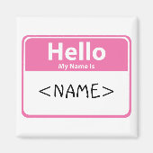 Roze Hallo Mijn naam is,<NAME> Magneet (Voorkant)