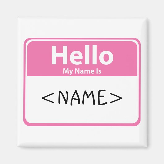 Roze Hallo Mijn naam is,<NAME> Magneet (Voorkant)