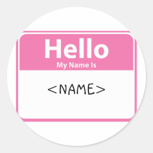 Roze Hallo Mijn naam is,<NAME> Ronde Sticker