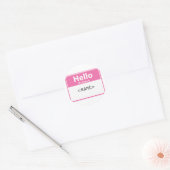 Roze Hallo Mijn naam is,<NAME> Ronde Sticker (Envelop)