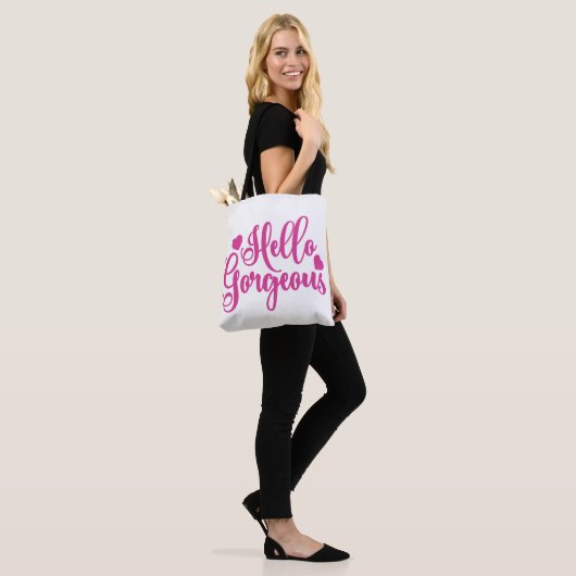 Roze Hallo Prachtige prijsopgave Tote Bag (Op model)