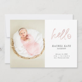 Roze Hallo Script Foto Roos Gold Polka Dot Girly Aankondiging
