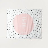 Roze Hallo Typografie Polka Dot Stippen Dance Wandkleed (Voorkant (horizontaal))