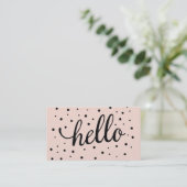 Roze Hallo Visitekaartje Stippen (Staand voorkant)