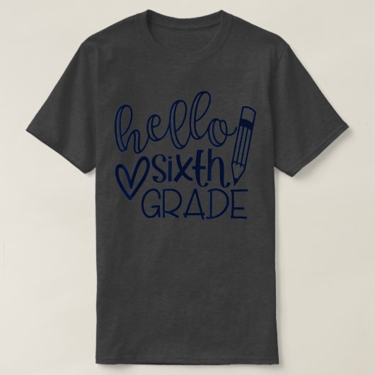 Roze Hallo Zesde graad Hallo 6e graad hier kom ik T-shirt (Design voorkant)