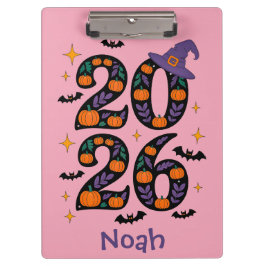 Roze Halloween 2026 Pompoenen Heksenhoed Griezelig Klembord
