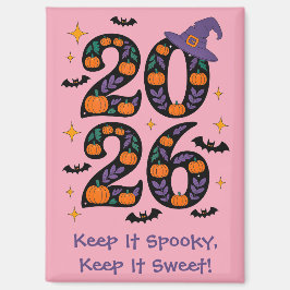 Roze Halloween 2026 Pompoenen Heksenhoed Griezelig Magneet