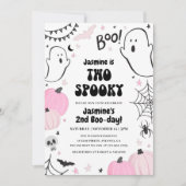 Roze Halloween 2e verjaardag Uitnodiging (Voorkant)