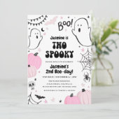 Roze Halloween 2e verjaardag Uitnodiging (Staand voorkant)