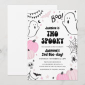 Roze Halloween 2e verjaardag Uitnodiging (Voorkant / Achterkant)
