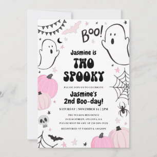 Roze Halloween 2e verjaardag Uitnodiging